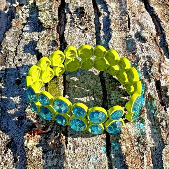 Unbranded Stretch Bracelet Womens OS Lime Green Blue Rhinestone Good Y2K Neon - Picture 8 of 11